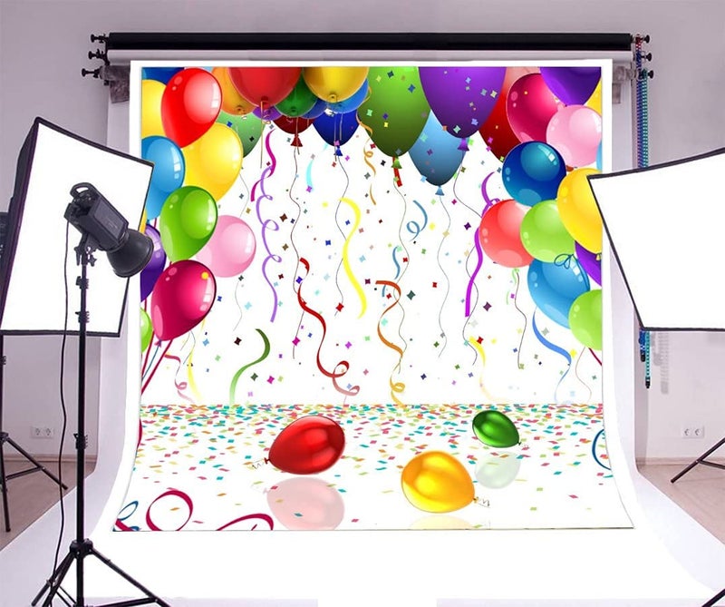 AOFOTO 10x10ft Birthday Backdrop Colorful Balloons Photography Background Party Decoration Kid Baby Girl Boy Child Infant Adult Artistic Portrait Photoshoot Studio Props Video Drop Wallpaper Drape - Image 2